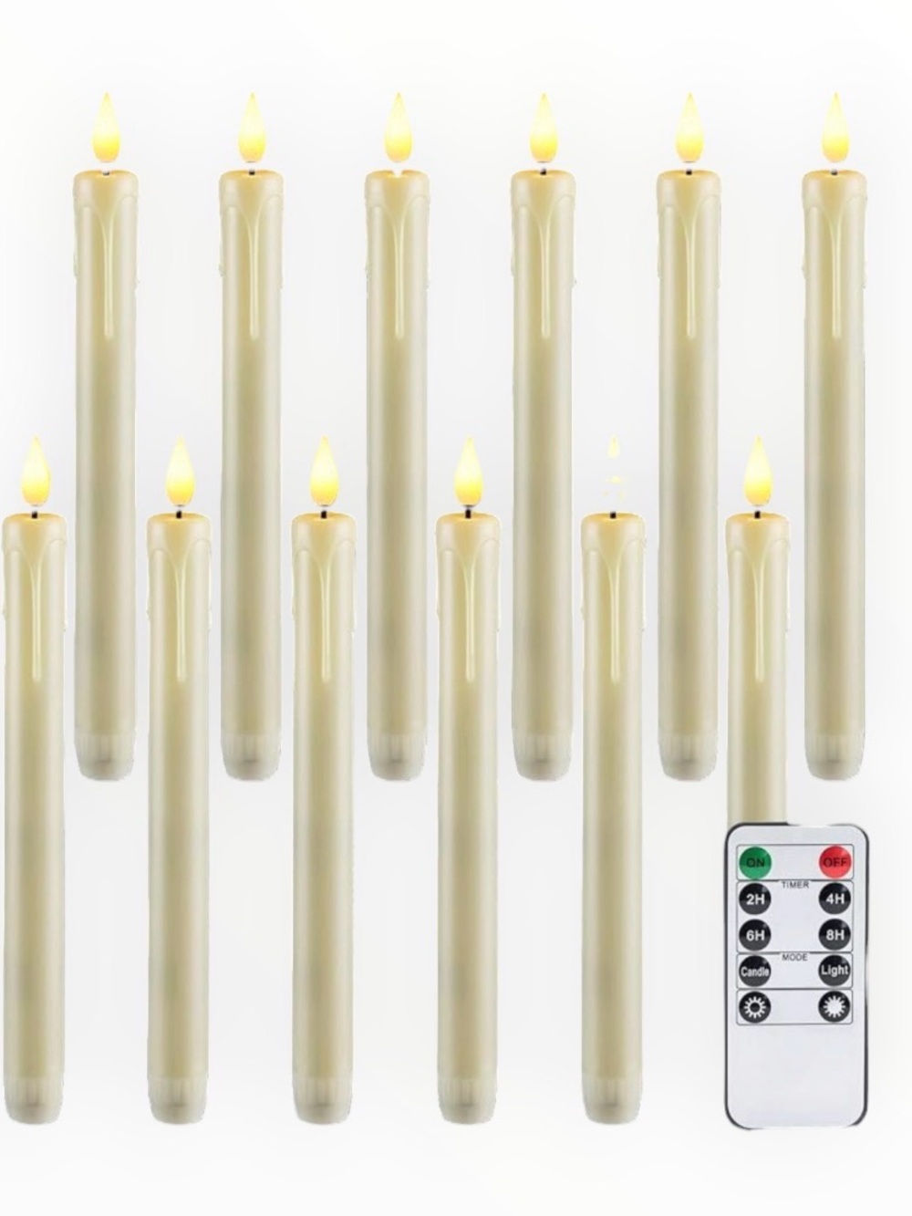 Ivory LED Taper Candles with Remote - Set of 45